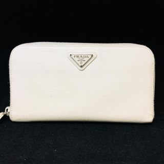 プラダ(PRADA)のプラダ 白レザー サフィアーノ ラウンドファスナー 長財布 ジッピーウォレット(財布)