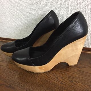 デュルブイ(durbuy)のdurbuy  ウッドヒール パンプス 38 24.5cm(ハイヒール/パンプス)