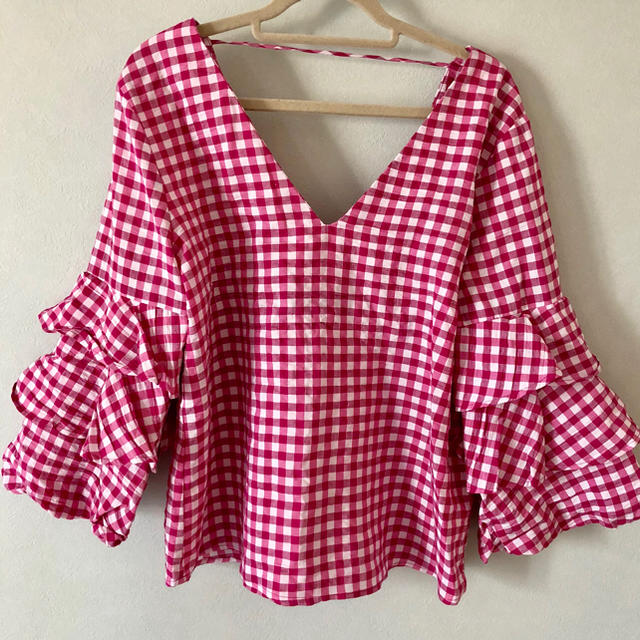 ZARA(ザラ)のZARAコットン♡ギンガムチェックトップス レディースのトップス(カットソー(長袖/七分))の商品写真