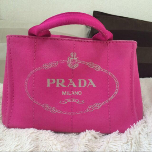 PRADA カナパミニトートバッグ ピンク