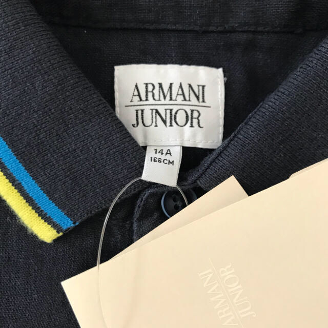 ARMANI JUNIOR(アルマーニ ジュニア)のアルマーニジュニア 麻 ポロシャツ ネイビー 新品 キッズ/ベビー/マタニティのキッズ服男の子用(90cm~)(その他)の商品写真