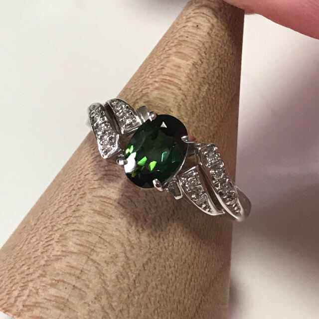 グリーントルマリン ダイヤモンド リング K14  レディースのアクセサリー(リング(指輪))の商品写真