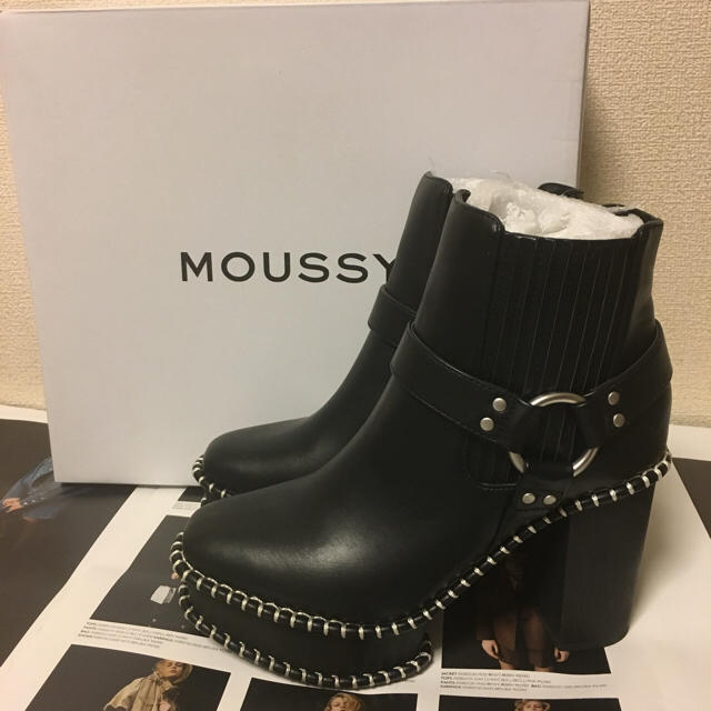 低価格 MOUSSY HARNESS Mサイズ- BLK WOOD SOLE BOOTS♡マウジーサボ