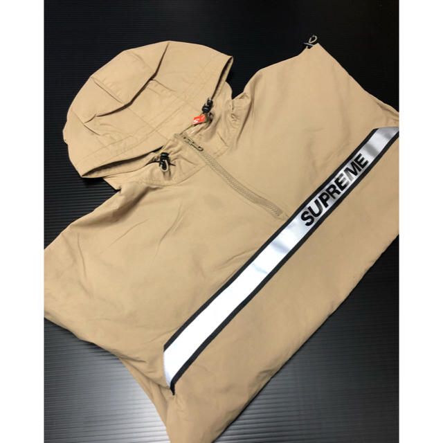 Reflective Taping Hooded Pullover Tan S