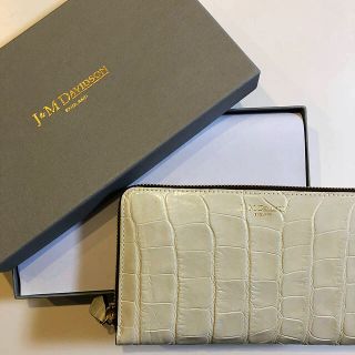 ジェイアンドエムデヴィッドソン(J&M DAVIDSON)の新品未使用箱付き J&M Davidson 長財布ホワイトレザー本革クロコ(財布)