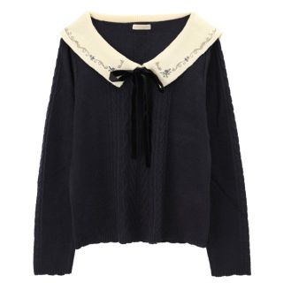 アクシーズファム(axes femme)のaxes femme 刺繍入りセーラー襟ニットプルオーバー(ニット/セーター)