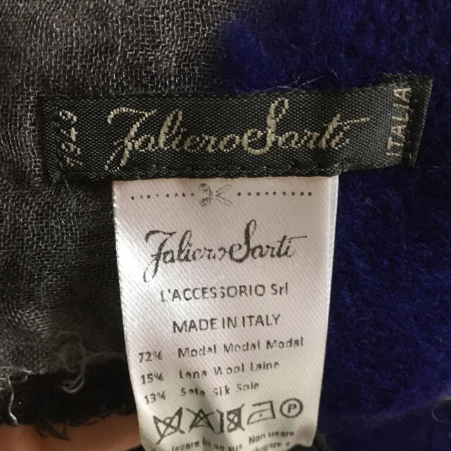 Faliero Sarti(ファリエロサルティ)のFALIERO SARTI 大判ストール ブラック×グレー×ブルー レディースのファッション小物(ストール/パシュミナ)の商品写真