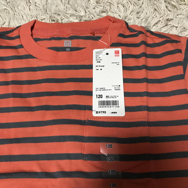 UNIQLO(ユニクロ)の【UNIQLO サイズ120】新品ボーダーTシャツ2枚セット キッズ/ベビー/マタニティのキッズ服男の子用(90cm~)(Tシャツ/カットソー)の商品写真