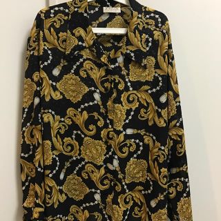 VERSACE風長袖シャツ   80～90’s 金ボタン vintage