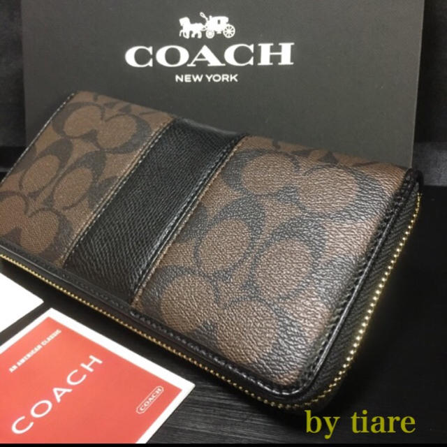 COACH(コーチ)の限定セール❣️新品コーチ長財布F52859ブラック×ダークブラウンシグネチャー レディースのファッション小物(財布)の商品写真