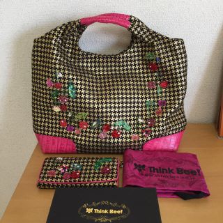 シンクビー(Think Bee!)のシンクビー 同柄2点セット＋サテン布バッグ未使用(ハンドバッグ)