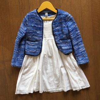 ザラキッズ(ZARA KIDS)のZARA kids ブルー ツイードジャケット110 入学式 結婚式(ジャケット/上着)