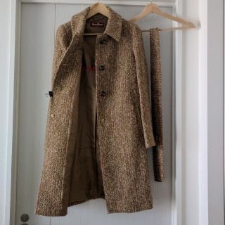 MaxMara STUDIO ベージュ コート ツイード ロング