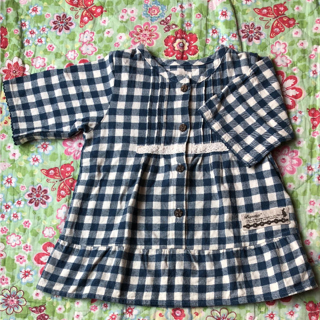 Biquette(ビケット)の五分袖 ワンピース 90㎝ キッズ/ベビー/マタニティのキッズ服女の子用(90cm~)(ワンピース)の商品写真