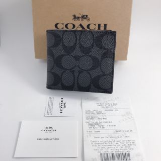 コーチ(COACH)のCOACH コーチ 二つ折り財布 シグネチャーBlack　新品/CM01(折り財布)