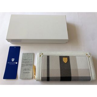 バーバリーブルーレーベル(BURBERRY BLUE LABEL)のブルーレーベルクレストブリッジ 新品ホワイト チェック ラウンド長財布(財布)