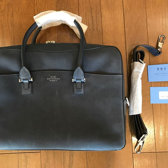 新品】Smythson スマイソン メンズ ビジネス バッグ＜ネイビー＞-