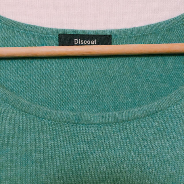 Discoat(ディスコート)のranranchan専用 七分袖ターコイズグリーンニット レディースのトップス(カットソー(長袖/七分))の商品写真