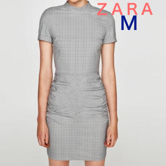 ZARA(ザラ)のお値上げしました！♡ZARAドレープデザインチェックガラワンピース レディースのワンピース(ひざ丈ワンピース)の商品写真