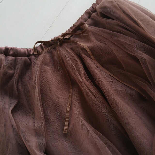 WILLSELECTION(ウィルセレクション)のウィルセレクション　チュールスカート　ブラウン レディースのスカート(ひざ丈スカート)の商品写真