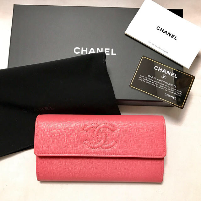 CHANEL(シャネル)のCHANEL シャネル★超美品 ピンクココマーク キャビアスキン 長財布 レディースのファッション小物(財布)の商品写真