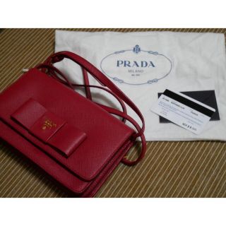 プラダ(PRADA)のプラダ サフィアーノ リボン付きショルダーバッグ(ショルダーバッグ)