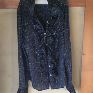 スキャパ(SCAPA)の美品 スキャパ ドット柄フリルブラウス(シャツ/ブラウス(長袖/七分))