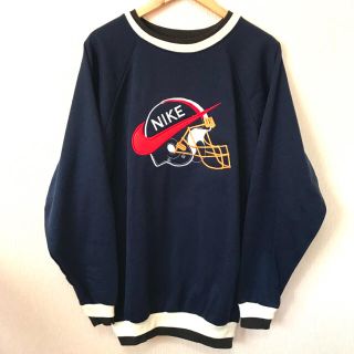 ナイキ(NIKE)のレア 美品 90s USA製 ナイキ 刺繍スウェット XL 紺  トレーナー(スウェット)