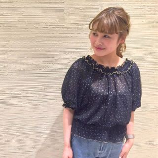 フラワー(flower)のflower shirring star top(カットソー(半袖/袖なし))