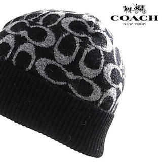 コーチ(COACH)のコーチ COACH ニット帽 キャップ 86024 ブラック/グレー(ニット帽/ビーニー)