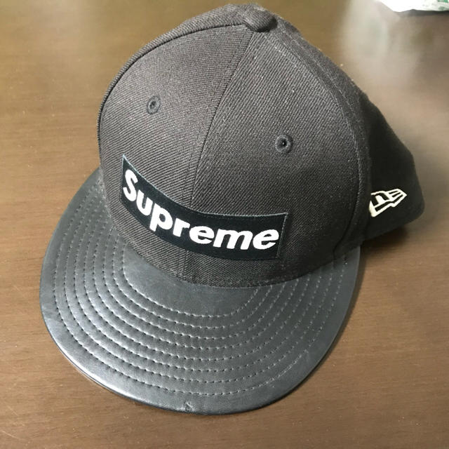 Supreme box logo cap newera 12aw レザー