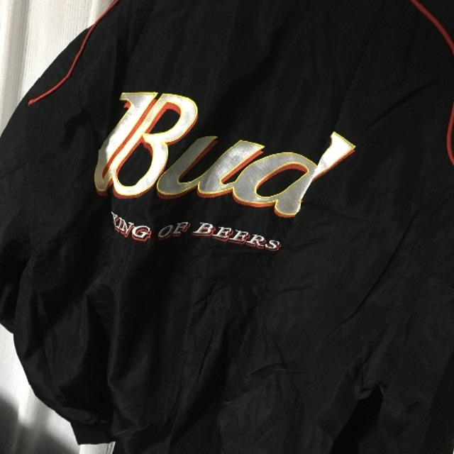 バドワイザー Budweiser レーシングジャケット 黒 ブルゾン XL メンズのジャケット/アウター(ナイロンジャケット)の商品写真