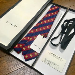 グッチ(Gucci)のGUCCI ネクタイ ビー ストライプ メンズ ミケーレ 蜂 デニム ニット(ネクタイ)