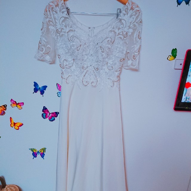 【全商品オープニング価格 特別価格】 高級 ロングドレス ホワイト刺繍 ロングドレス