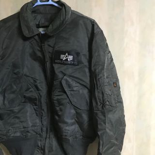 アルファインダストリーズ(ALPHA INDUSTRIES)のvintage  alpha アルファ レザーパッチ Ma1(ミリタリージャケット)