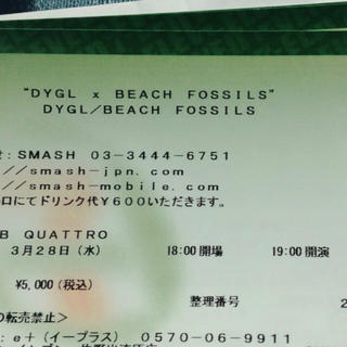 DYGL beach fossils 東京 チケット 1枚(国内アーティスト)