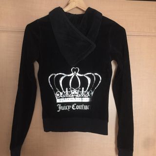 ジューシークチュール(Juicy Couture)のジューシークチュール ベロア ジャージ 黒 ラインストーン(パーカー)