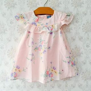 ベビーギャップ(babyGAP)の【限定入荷♡値下げ】80cm Gap baby ワンピース 花柄 フリル ピンク(ワンピース)