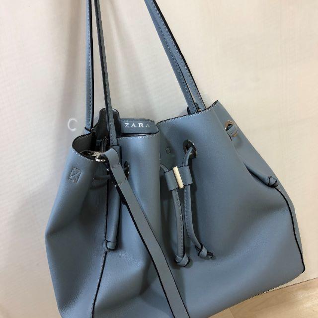 ZARA - ZARA ザラ バッグ 鞄 ショルダー A4 水色 ブルー レザー ZARA - ZARA ザラ バッグ 鞄 ショルダー A4 水色 ブルー レザー