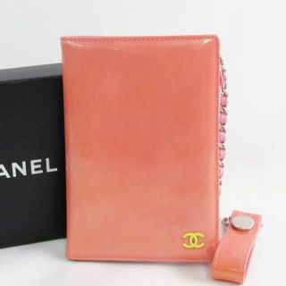 シャネル(CHANEL)のシャネル エナメル 手帳カバー カードケース ピンク　6番台(その他)