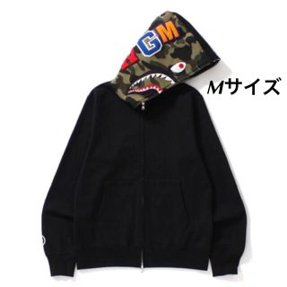 アベイシングエイプ(A BATHING APE)のAPE SHARK FULL ZIP HOODIE BLACK Mサイズ エイプ(パーカー)