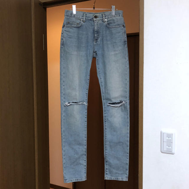 SAINT LAURENT blue faded ripped jeans