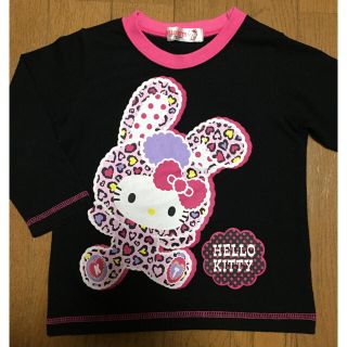 ハローキティ(ハローキティ)の子ども 女の子 ロンＴ キティちゃん ヒョウ柄うさぎ 95 黒(Tシャツ/カットソー)