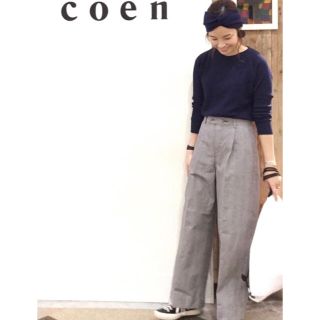 コーエン(coen)のCoen グレンチェック ワイドパンツ L 新品未使用(カジュアルパンツ)