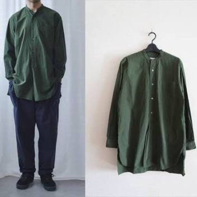 comoli バンドカラーシャツ サイズ０ グリーン | フリマアプリ ラクマ
