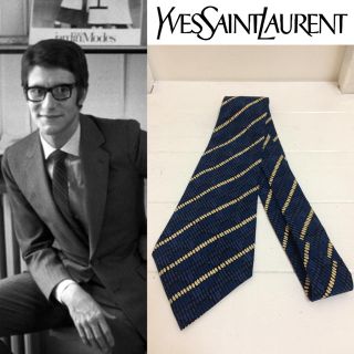 サンローラン(Saint Laurent)のYVES SAINT LAURENT イタリア製 ブルーストライプ ネクタイ(ネクタイ)