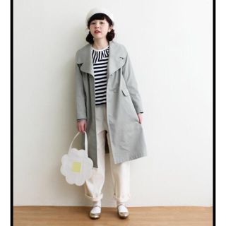 ビュルデサボン(bulle de savon)のDot&stripes childwoman TCツイルビッグ衿コート(チェスターコート)