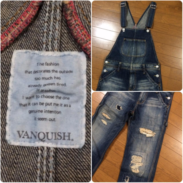 VANQUISH(ヴァンキッシュ)のクラッシュデニム♡サロペット レディースのパンツ(サロペット/オーバーオール)の商品写真