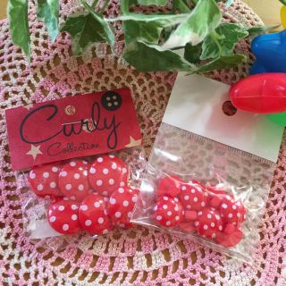 カーリーコレクション(Curly Collection)のレア✨C.C♡カーリーコレクション★手芸用品★ボタン☆DOTS(赤)セット✨(各種パーツ)