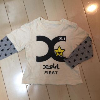 エックスガールステージス(X-girl Stages)のX-girl Stages FIRSTサイズ2T 重ね着風ロンT Tシャツ(Tシャツ/カットソー)